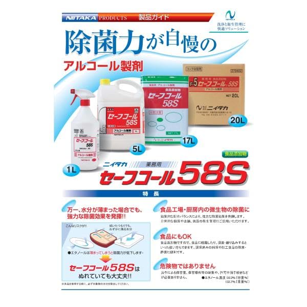 ※新品未使用　アルコール濃度５８％  ニイタカ　セーフコール５８Ｓ　５Ｌ セーフコール58S | 株式会社ニイタカ